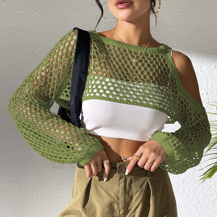 Frau Åben-Strik Langærmet Cropped Top Stilla