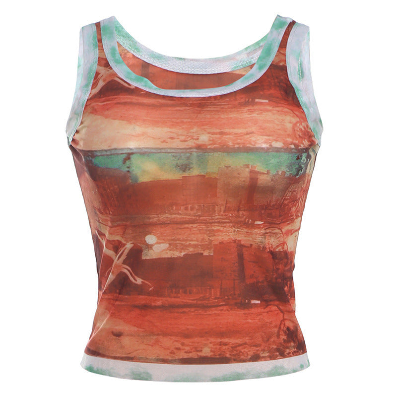 Dame Sports Tanktop med kreativt fotodesign og åndbart materiale Stilla
