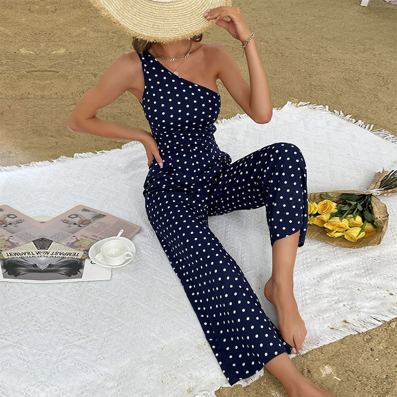 Damer asymmetrisk polka-dot maxi-kjole Stilla