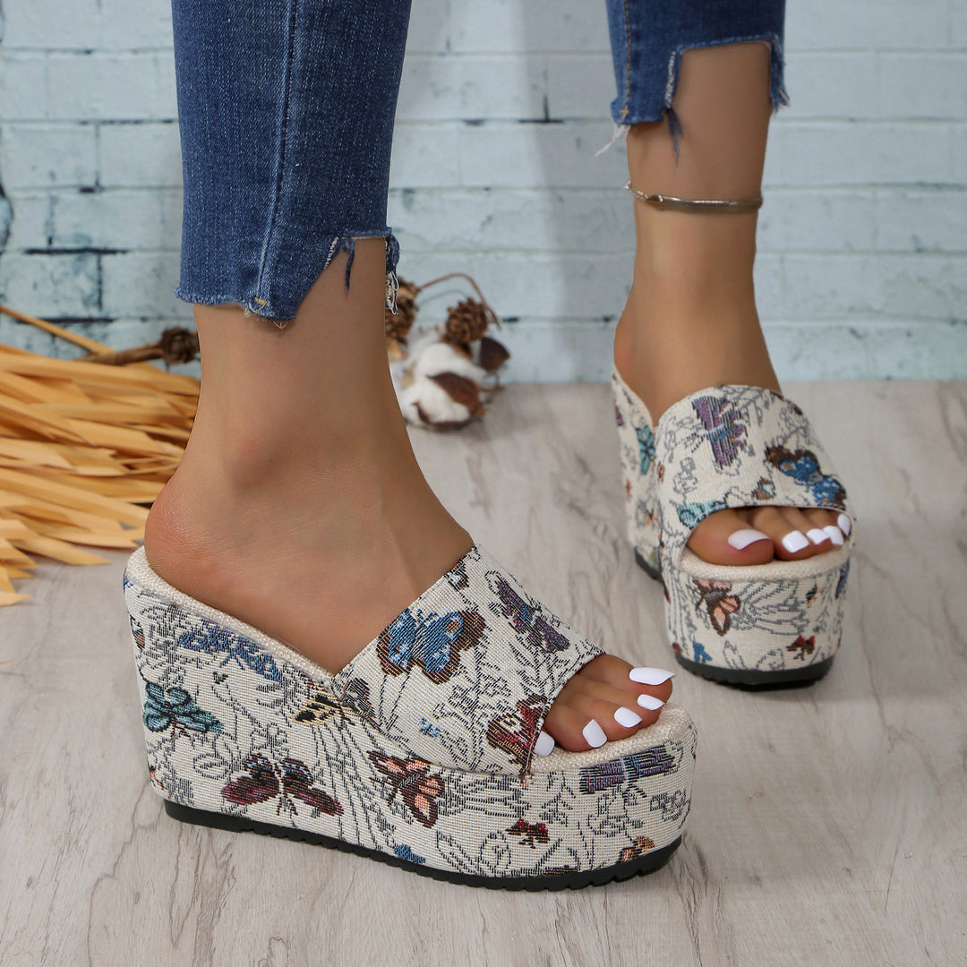 Dame Wedge-sandaler med blomsterdesign og komfortabelt fodseng Stilla