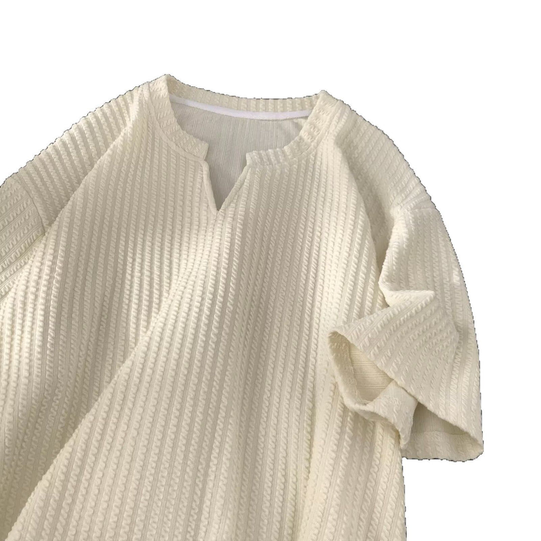 Dame casual sweatshirt med struktureret stof og V-udskæring Stilla