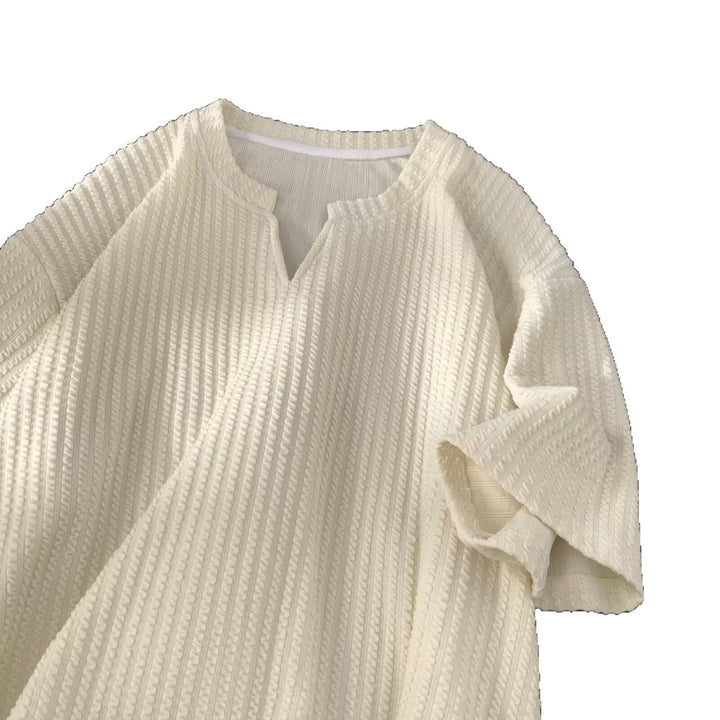 Dame casual sweatshirt med struktureret stof og V-udskæring Stilla