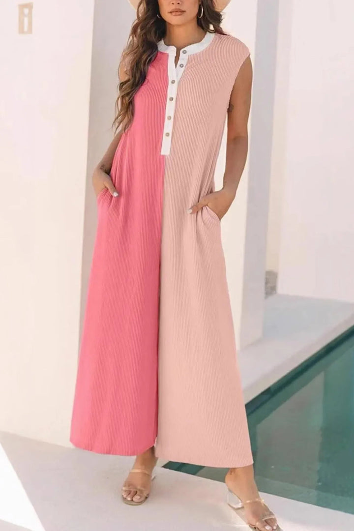 Dame Lange Sommerjumpsuit med knaplukning og praktiske lommer Stilla