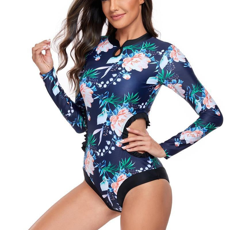 Dame badesuit med lange ærmer og dekorative cut-outs Stilla