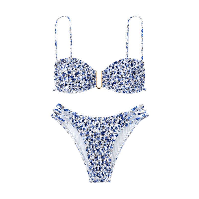 Dame Push-Up-Bikini med justerbare stropper og gyldne accenter Skovae