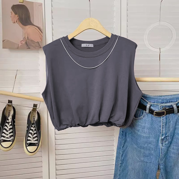 Femme Velplejet Ærmeløs Cropped-Top med Elegant Rynkning ved Taljen Stilla