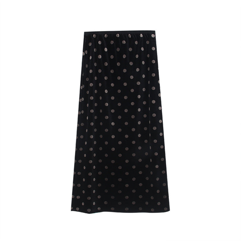 Dame maxiskørt med attraktivt polka-prik mønster og elegant snit Stilla
