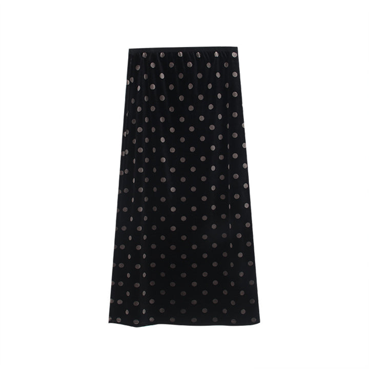 Dame maxiskørt med attraktivt polka-prik mønster og elegant snit Stilla