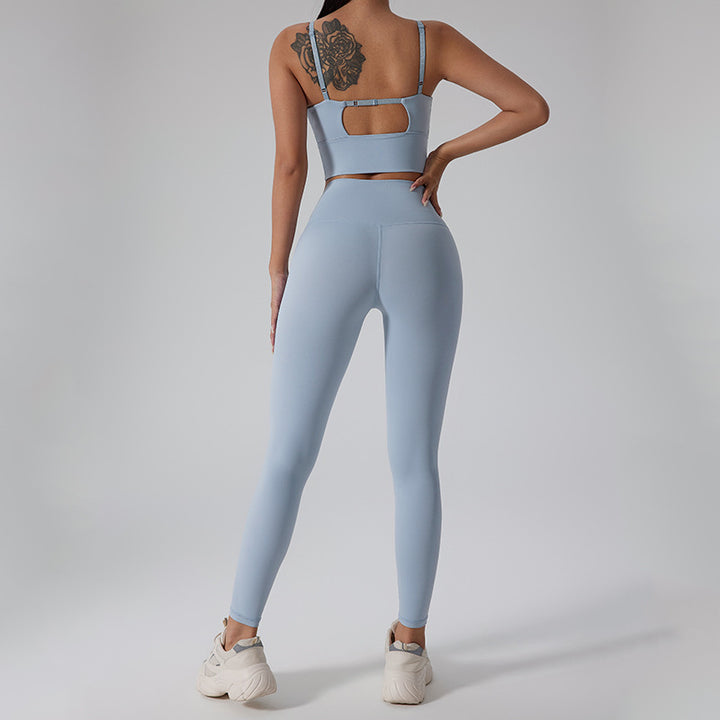 Dame Sporty Sæt med tætsiddende Top og Høj Talje-Leggings Stilla