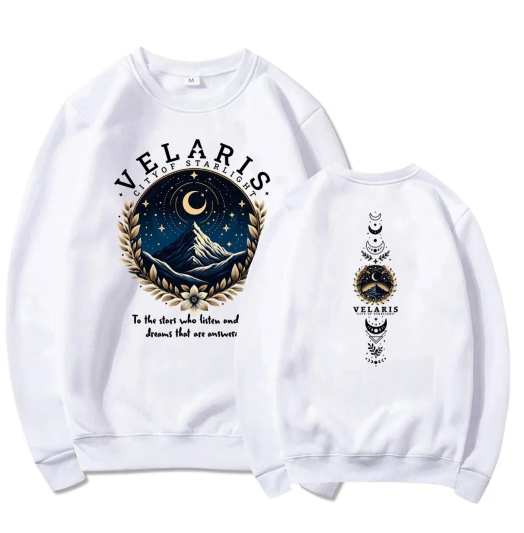 Kvinders sweatshirt med kunstnerisk nattehimmel motiv Skovae