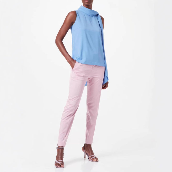 Dame Elegant skåret Top med asymmetrisk sløjfedetalje Stilla