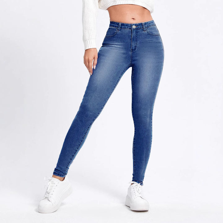 Dame Slim Fit Jeans med høj talje og figurskabende stretch Stilla