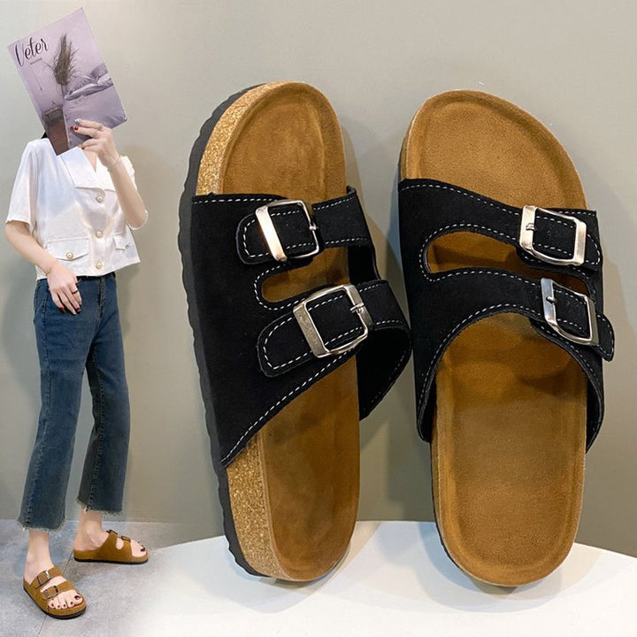 Dame komfortable toe-split sandaler med justerbare remme og ergonomisk fodseng Stilla