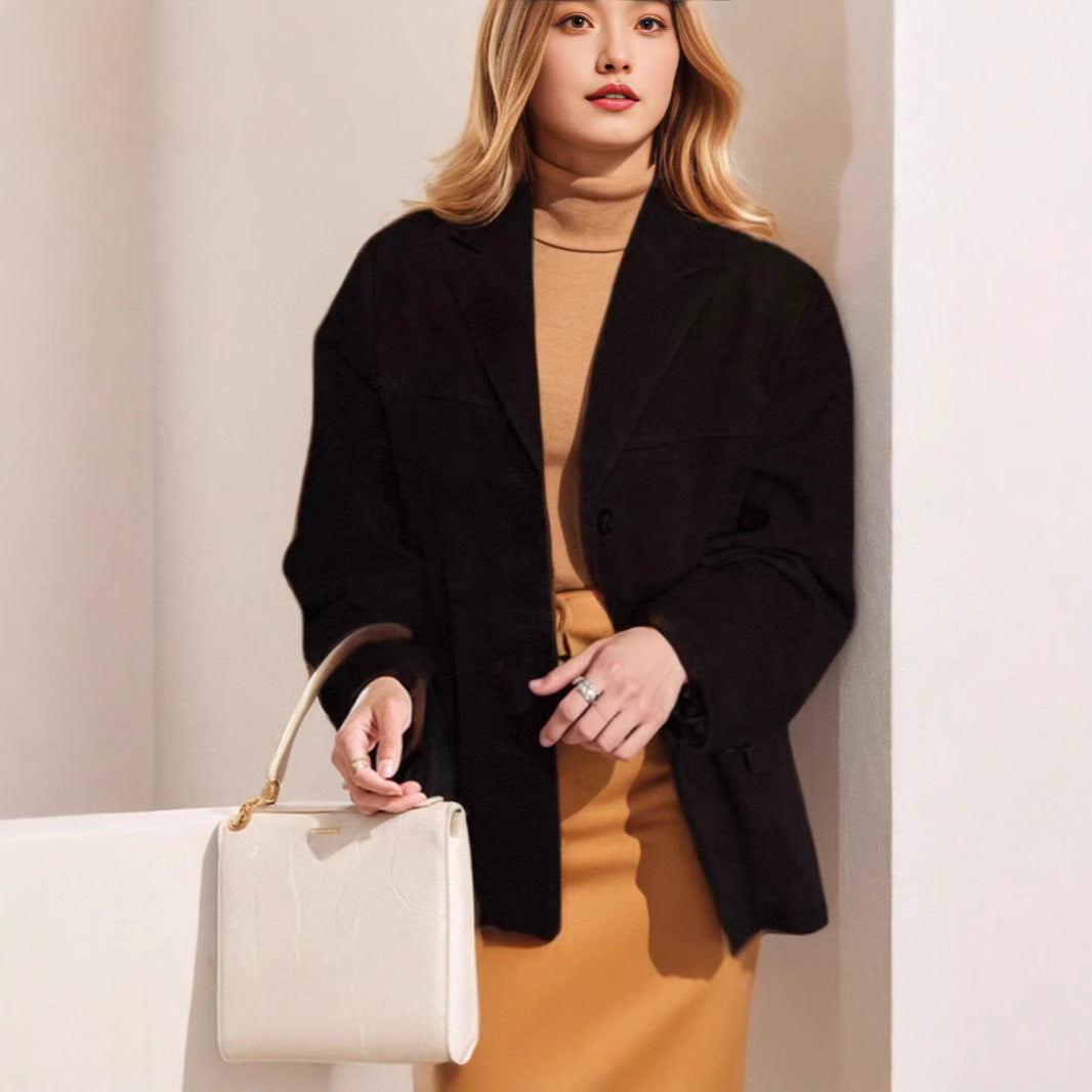 Femme Suede Blazer med ustruktureret snit Stilla