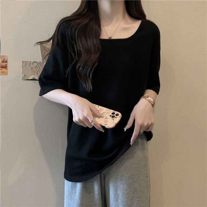 Femme Casual Oversized Strikoverdel med bred udskæring Stilla