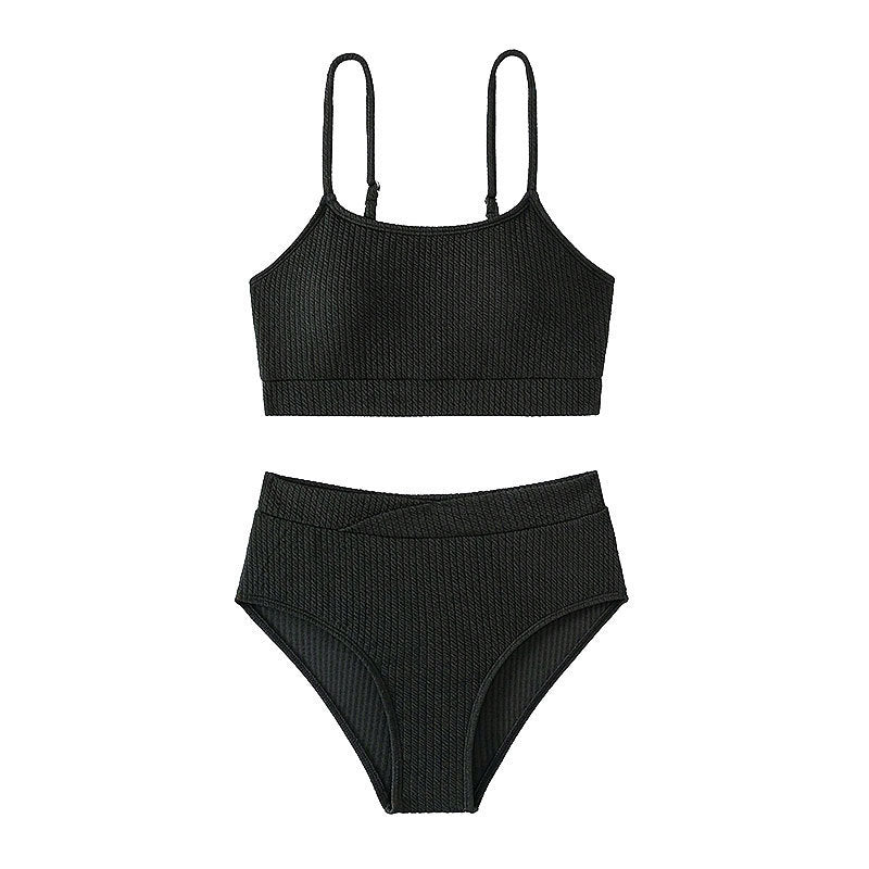 Dame Bikini-sæt med moderigtig ribdesign og højtaljet bukser Stilla