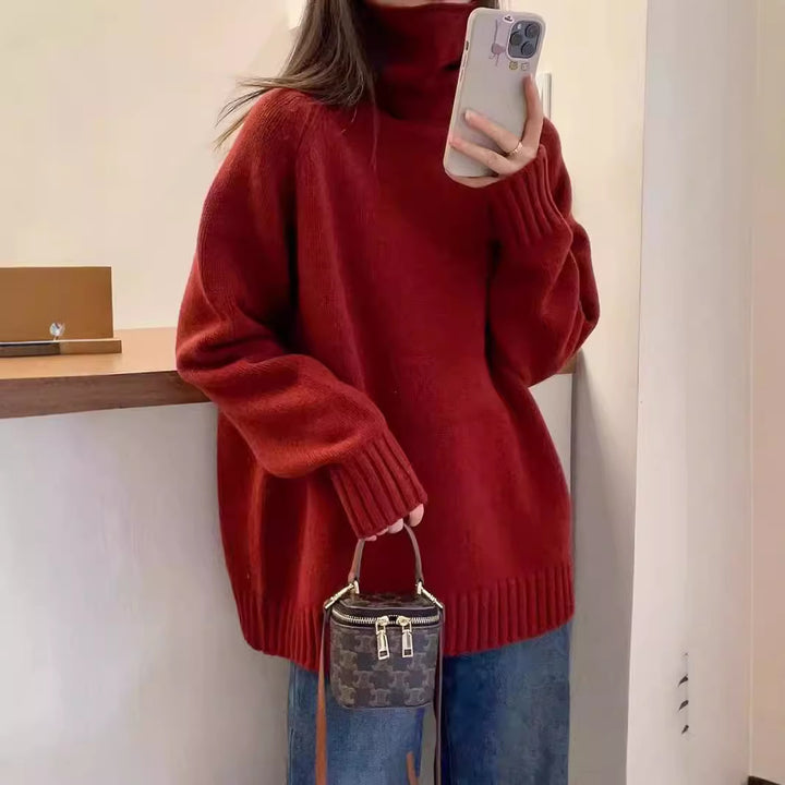 Femme Turtleneck Oversized Strikpullover Stilla