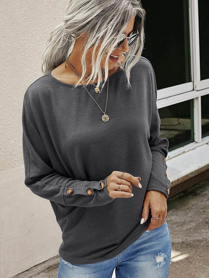 Stilla | Afslappet Langærmet Rund Hals Top Bluse