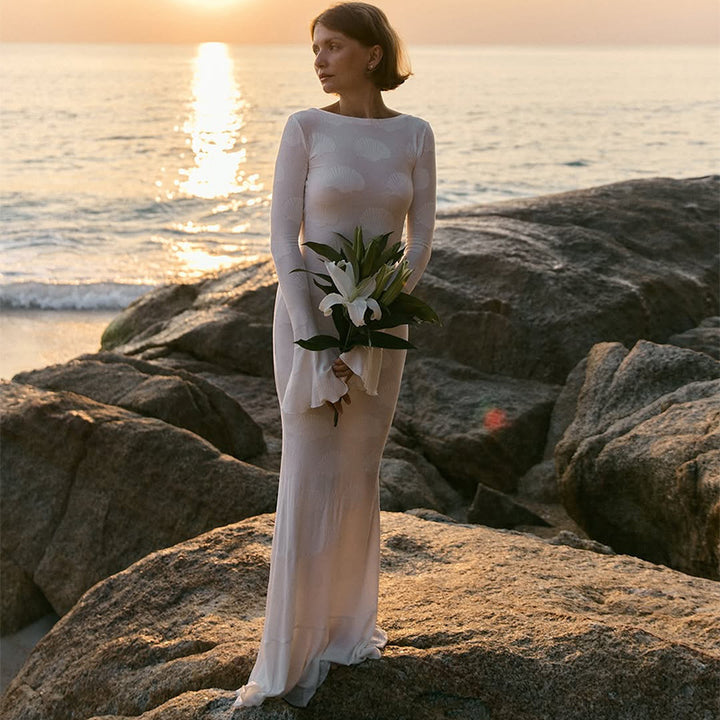 Kvinder Elegant Maxi Kjole med Chic Vinge Ærme Design Stilla