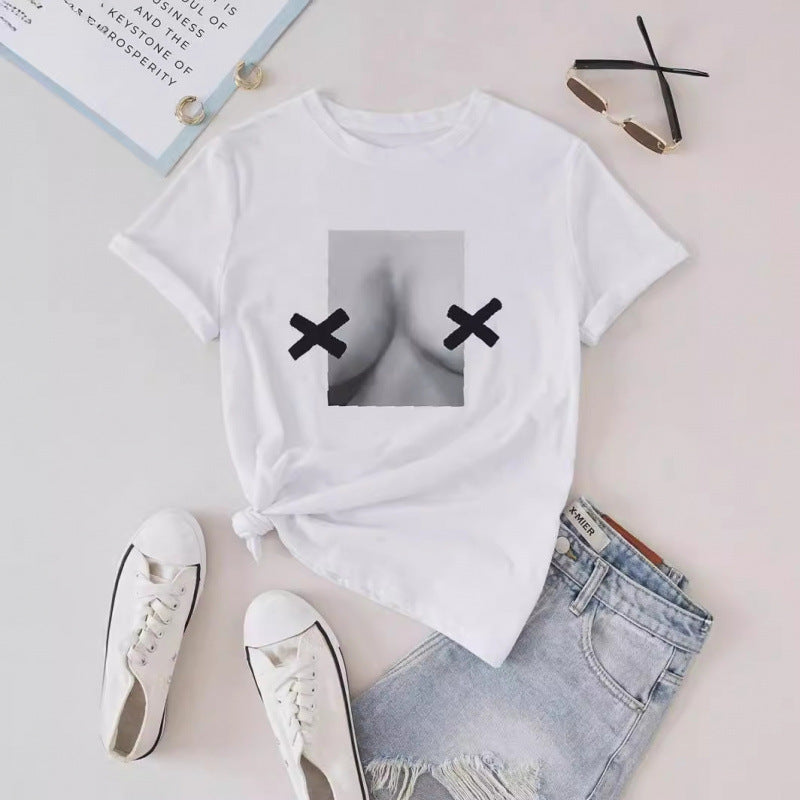 Dame T-shirt med innovativt grafikdesign Skovae