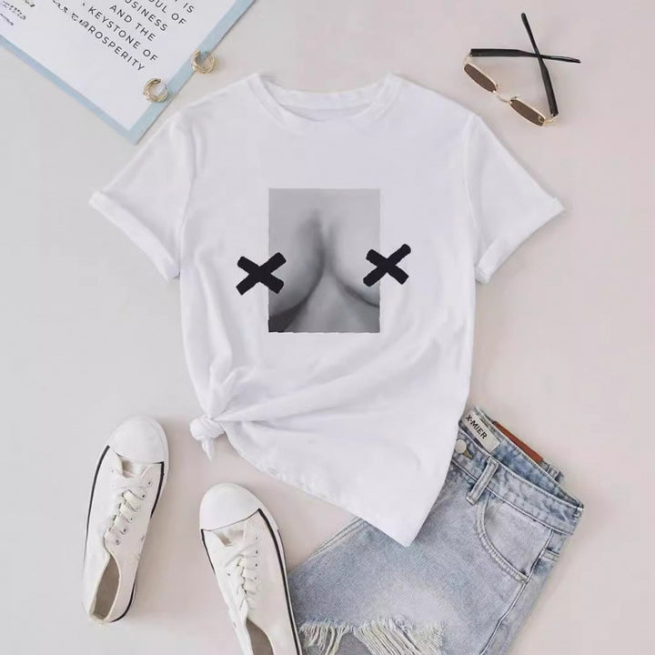 Dame T-shirt med innovativt grafikdesign Skovae