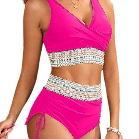 Dame Høj udformet bikini med elegant omslagsdesign og dekorativt midjebånd Stilla