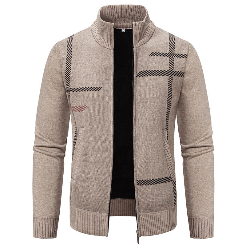 Herrer Strukturstrik Zip-Up Cardigan Pullover Stilla