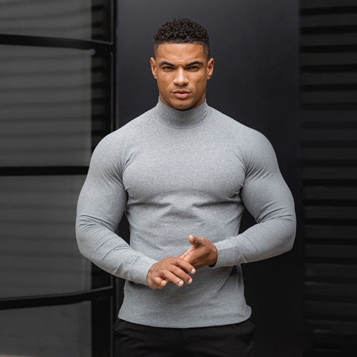Herrer Langærmet Mockneck T-shirt lavet af åndbare materialer med elastisk snit Stilla