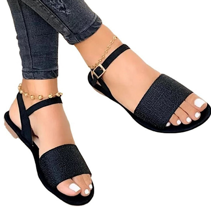 Dame nan flade sandal med bred strassbånd og justerbar ankelrem Skovae