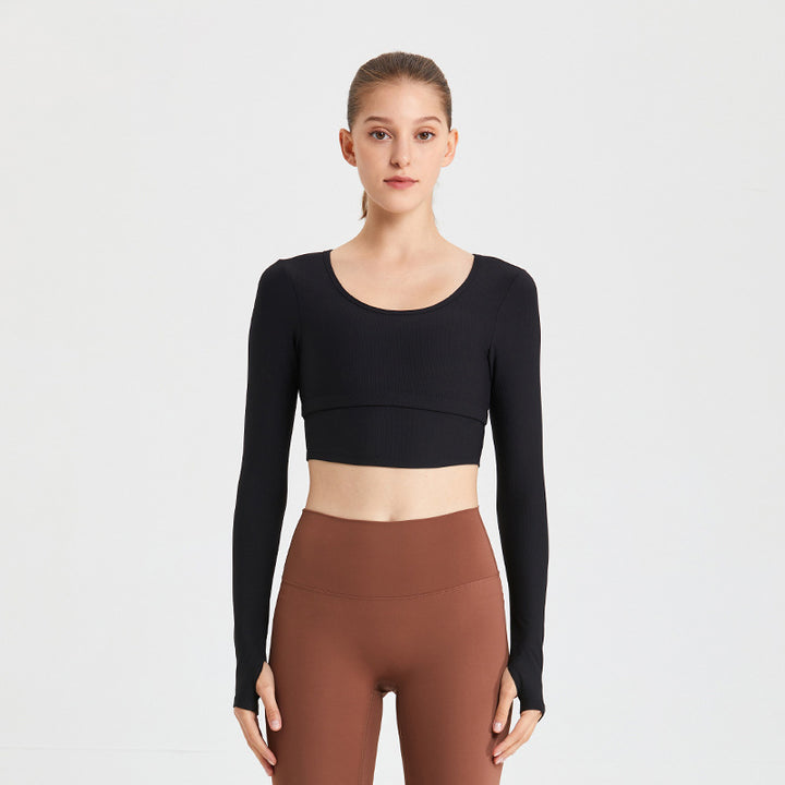 Dame Sporty Langærmet Crop Top med figursyet design Stilla