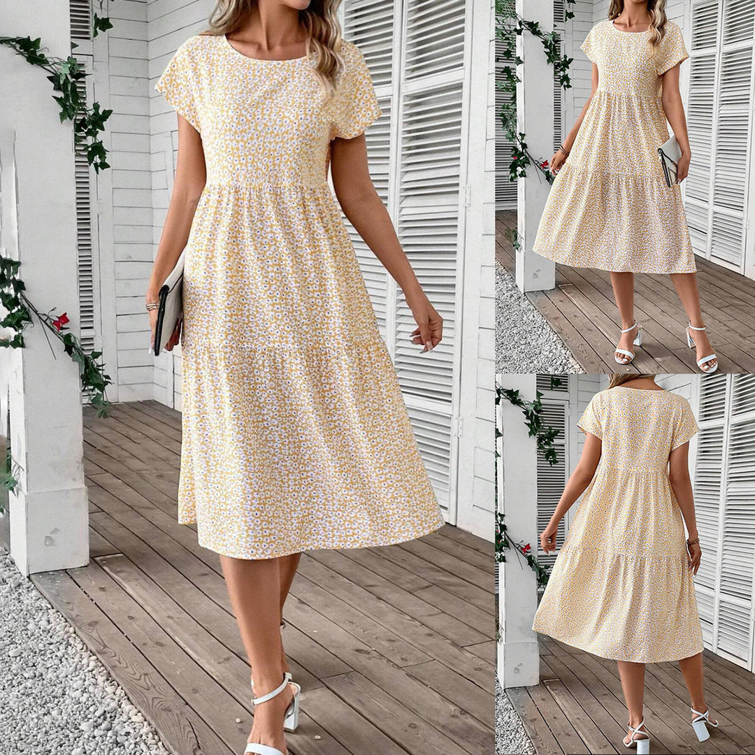 Dame Fritids Blommeskjorte Midi Kjole Stilla