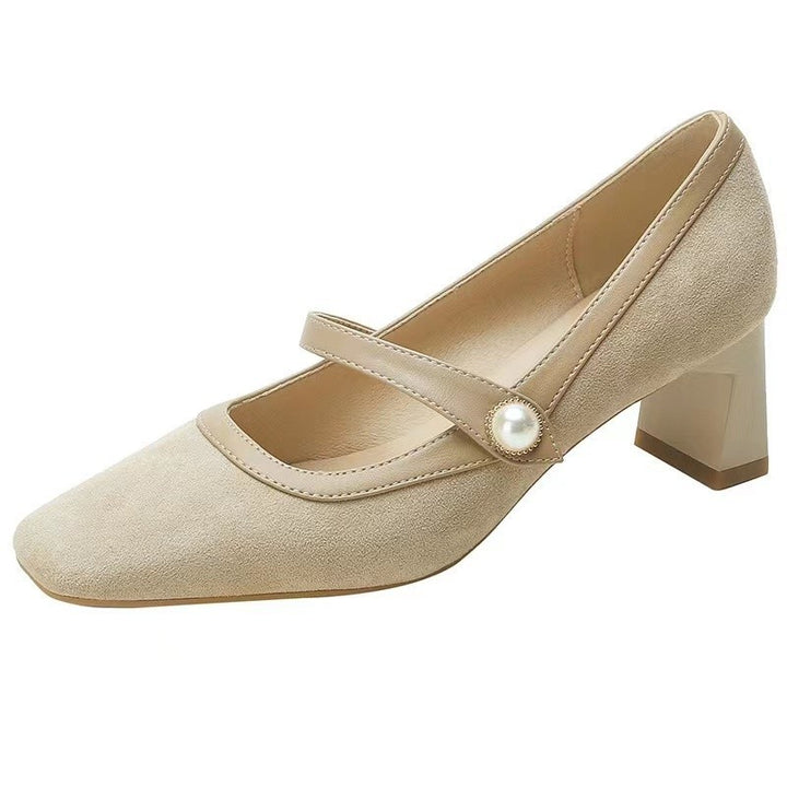 Dame elegante blokhæl-støvler med perledetalje Stilla