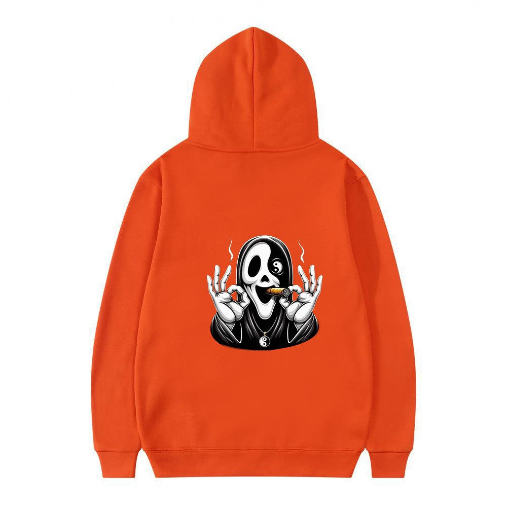 Dame hoodie med kunstnerisk kraniumprint og afslappet pasform Skovae