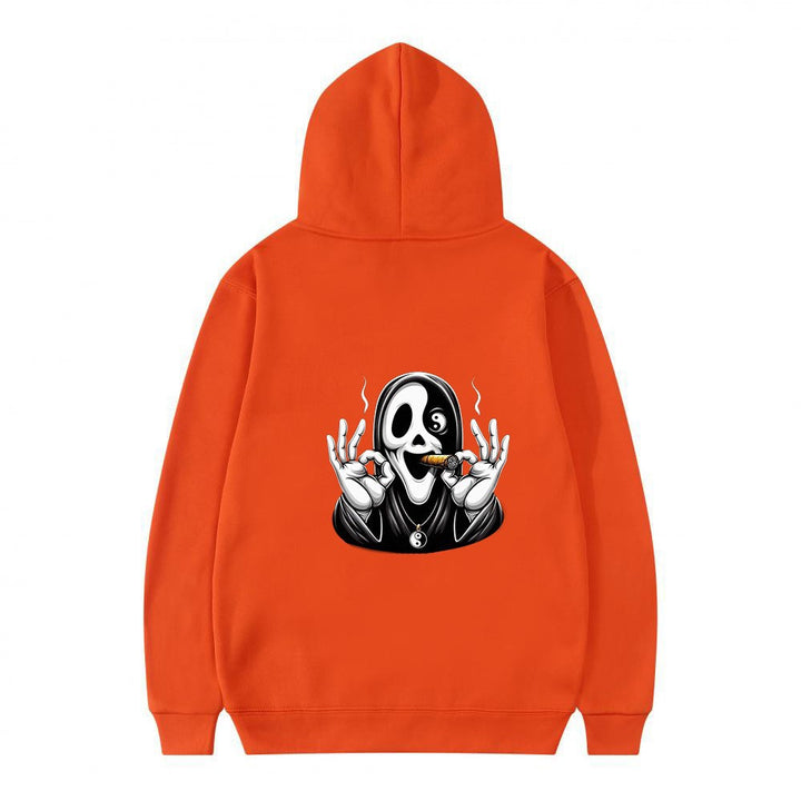 Dame hoodie med kunstnerisk kraniumprint og afslappet pasform Skovae