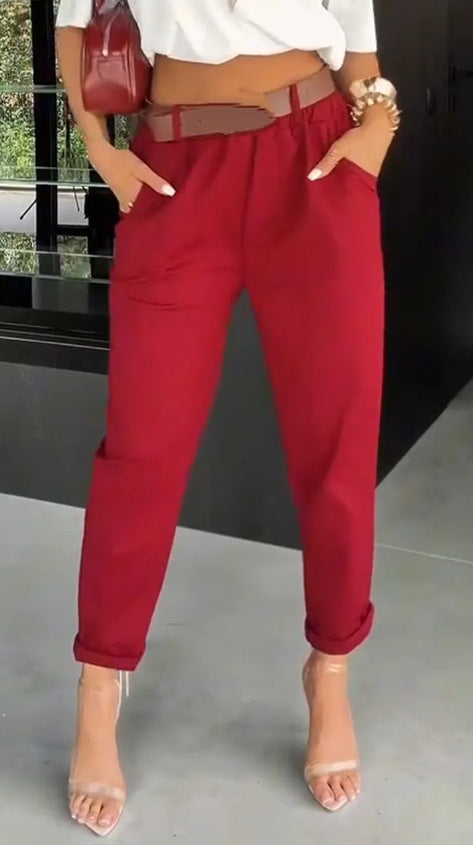 Kvinder moderne chino bukser med elastisk talje og bred ben Stilla