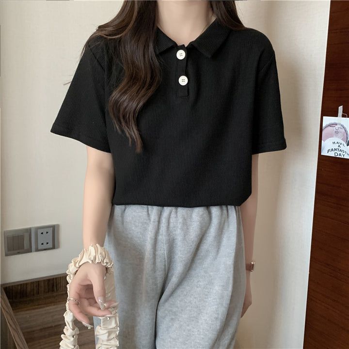 Femme Waffle Strik Polo-Shirt Stilla