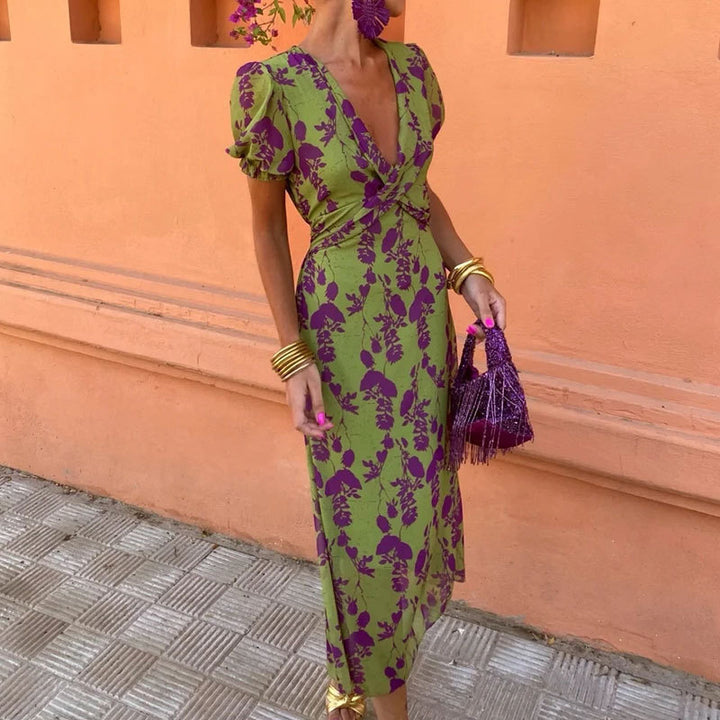 Dame Maxikjole med romantisk blomsterdesign Stilla