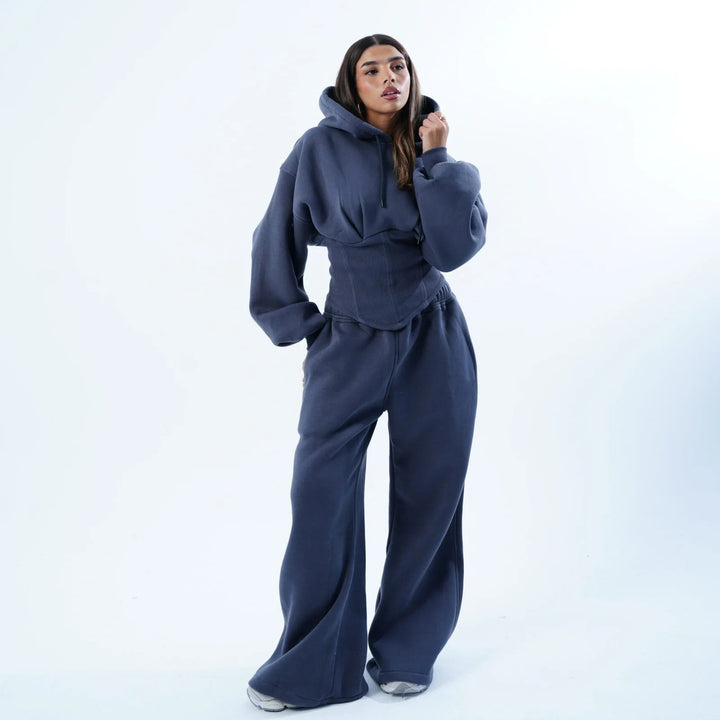 Kvinders Oversized Hoodie og Bred Bukser Sæt Chic & Stilfuld