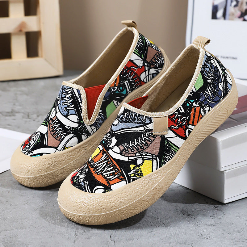 Dame Slip-On Sneakers med farverigt grafikdesign og skridsikker sål Stilla