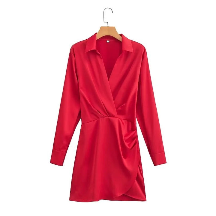 Femme Elegantes V-halsskjorte Kjole Stilla