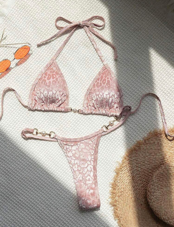 Dame Triangel-Bikini-Sæt med luksuriøs glans og elegant leoprint Stilla