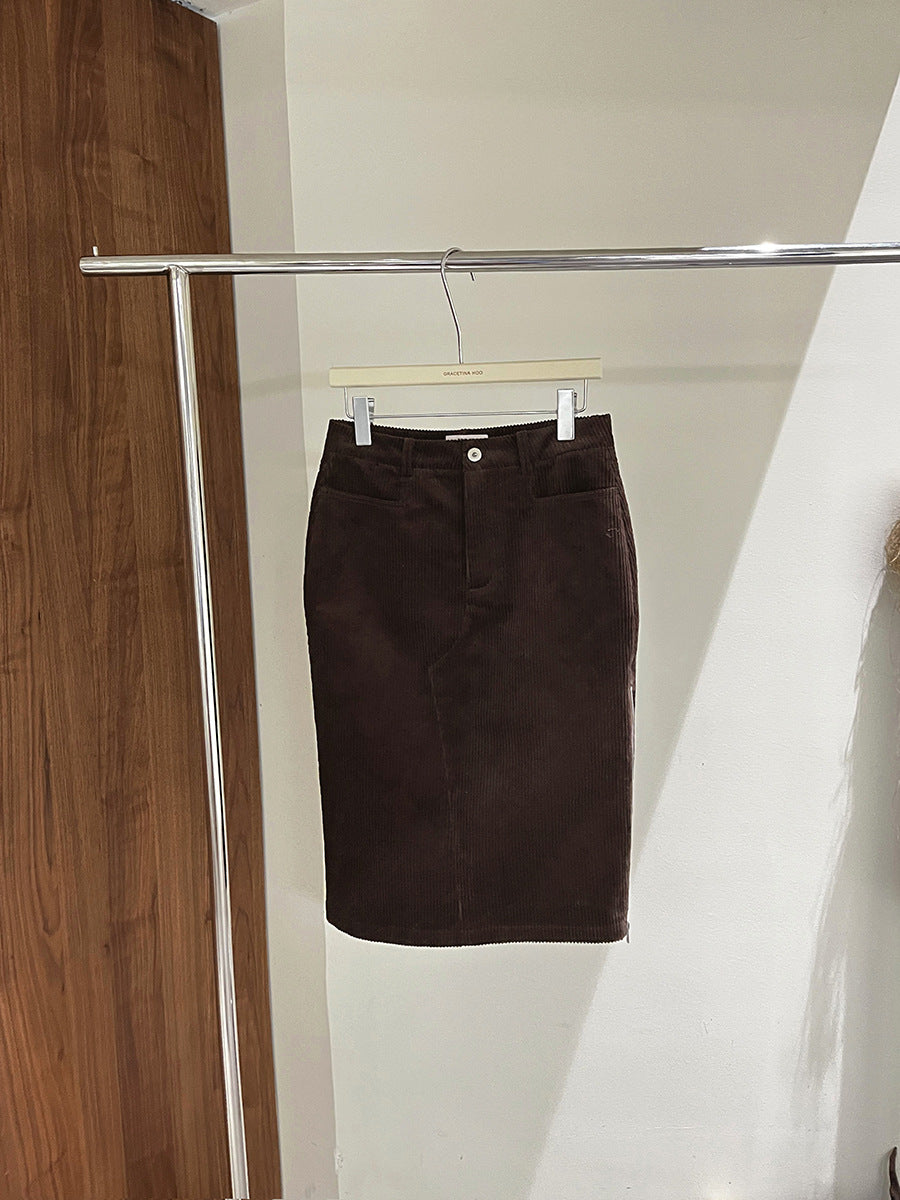 Dame Cord Skirt med høj talje og tidløst snit Stilla
