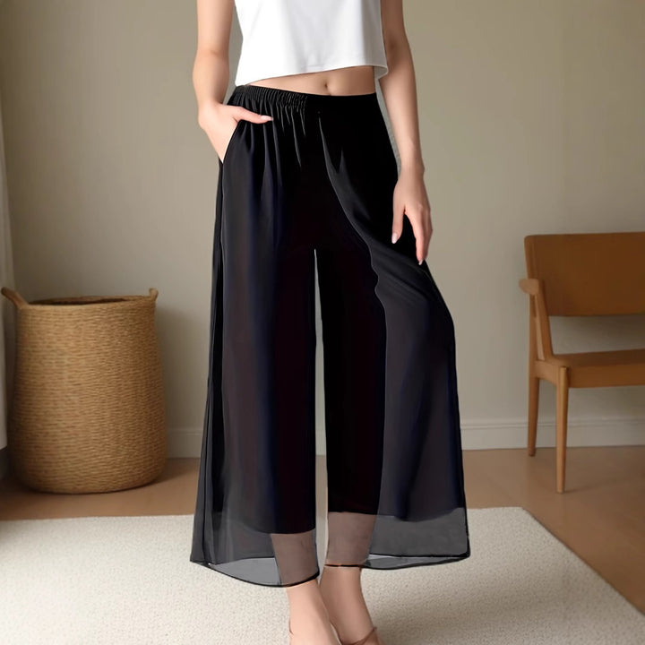 Dame let chiffon-bukser med elastisk talje og sidelommer Stilla