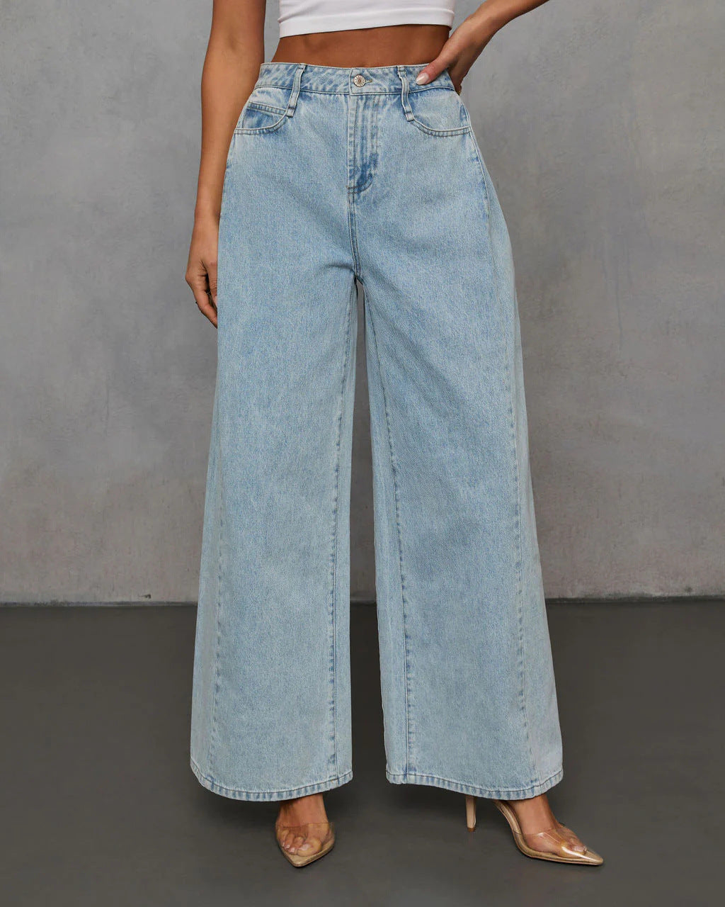 Dame cropped jeansjakke med lynlås og klassiske lommer Stilla