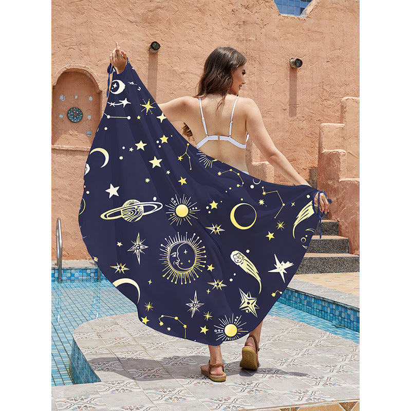 Dame alsidig strandponcho med galaktisk design Stilla