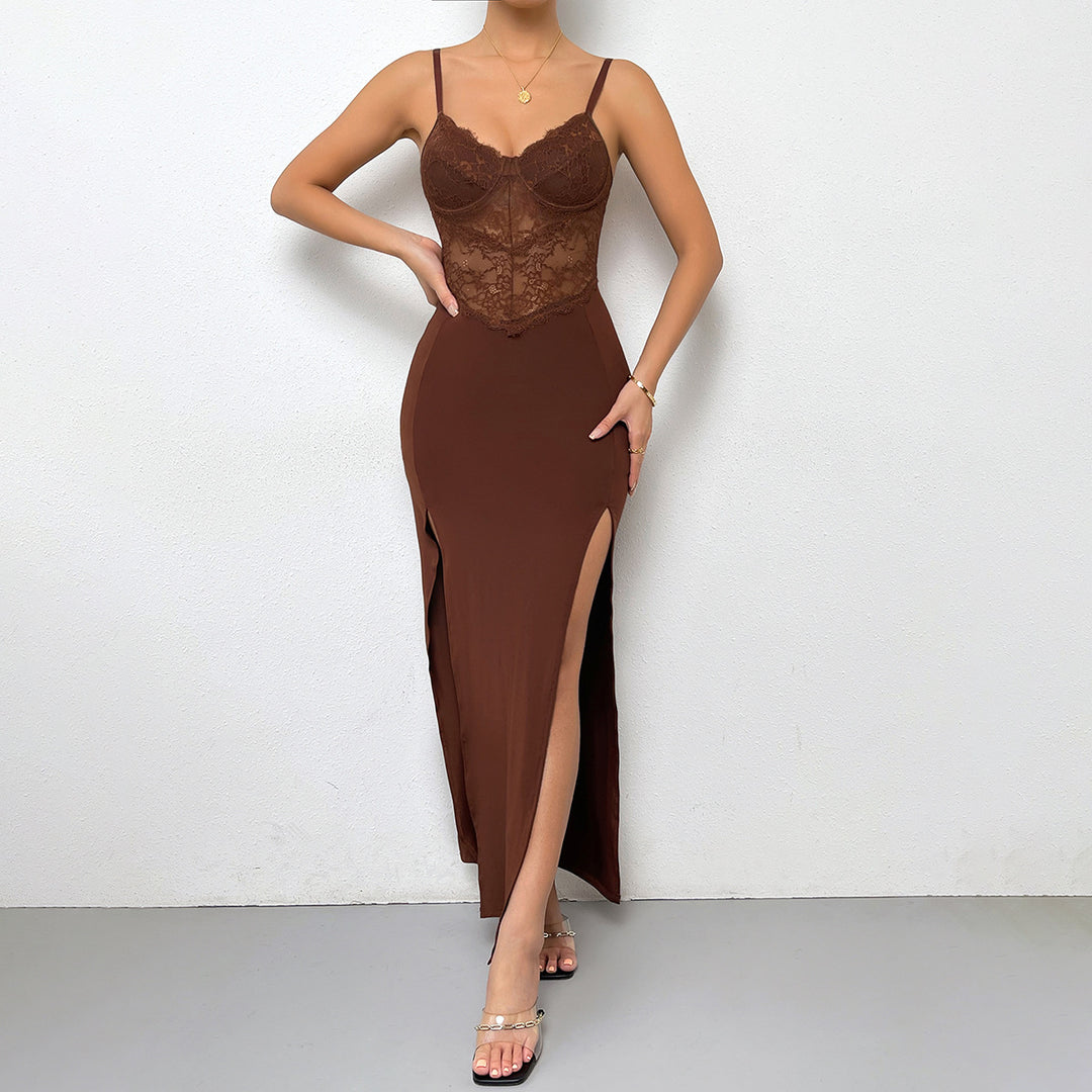 Dame Elegant spids top med sexy maxiskørt Stilla