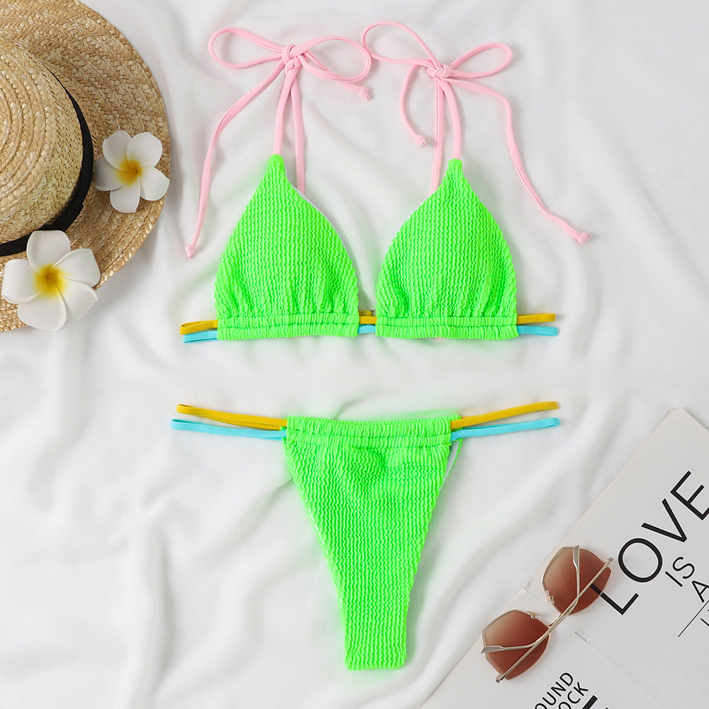 Dame triangel-bikini med justerbare stropper og elastisk bånd Stilla