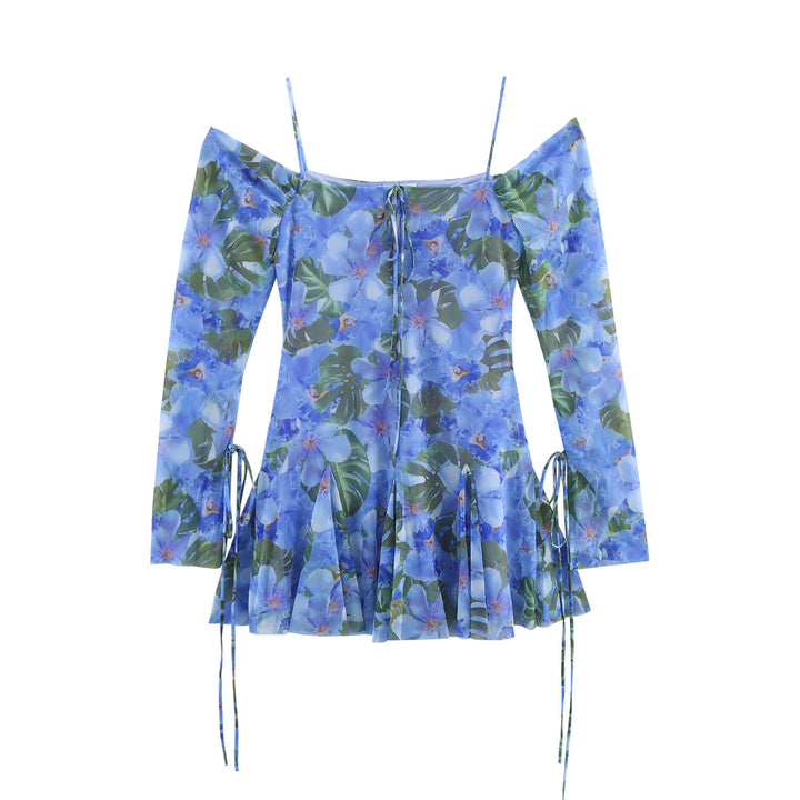 Femme Off-Shoulder Ruffleshirt Mini Kjole med Bindingsdetalje Stilla