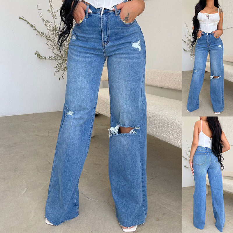 Dame Løst Skåret Jeans med Destroyed-detaljer Stilla