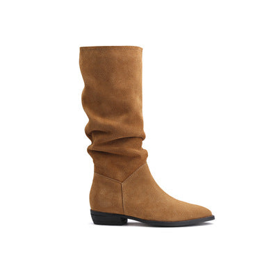 Dame elegante støvler i blødt ruskind med moderigtigt slip-on design Stilla